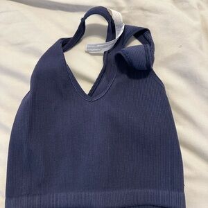 Free People movement Navy Blue Ribbed V-Neck